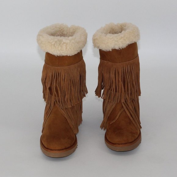 Madden Girl Brown Fringe Winter Boots - Picture 3 of 7